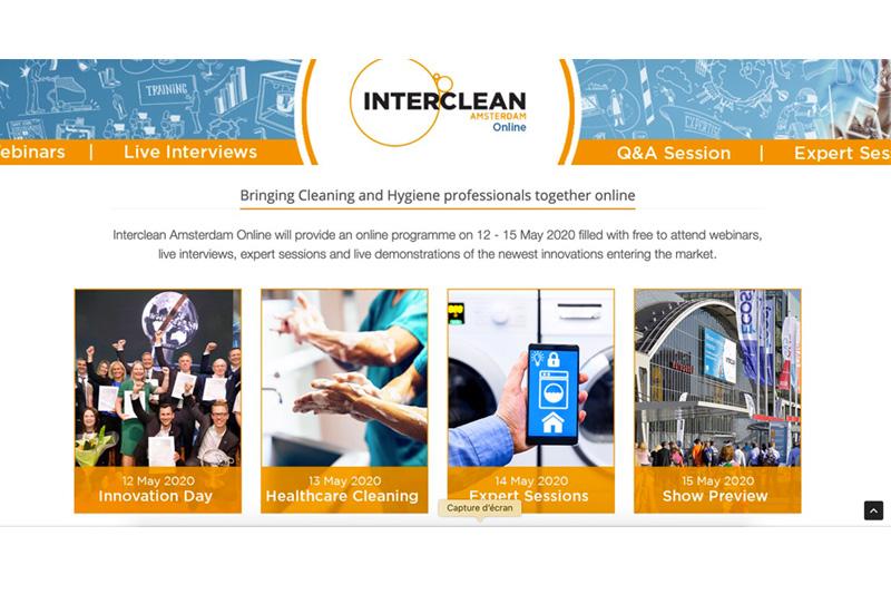 Hygiène et propreté.  Interclean tient salon sur le web du 12 au 15 mai !